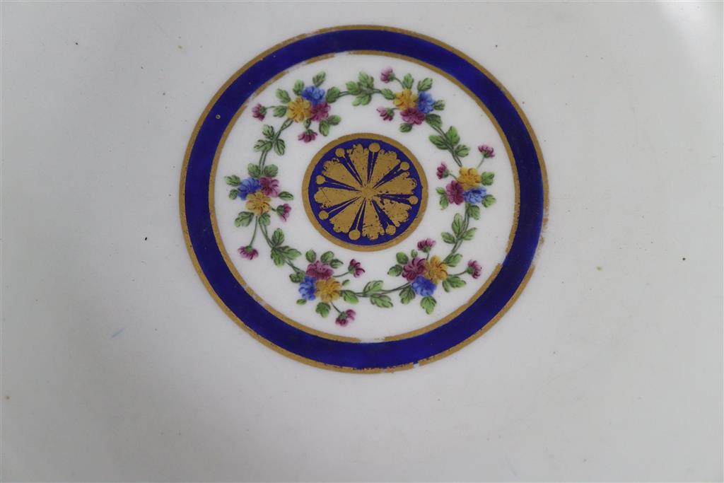 A Sevres hard paste porcelain salad bowl, c.1792, painted by Guillaume Noel (1755-1804) 25.3cm diameter